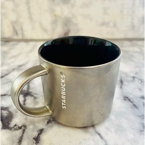 Starbucks Matte Metallic Silver Black Stackable Mug